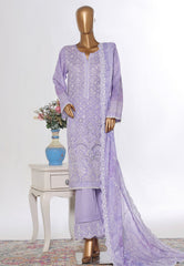 Bin Saeed Stitched 3 Piece Luxury White & White Emb Suit-NSM-2546 PURPLE