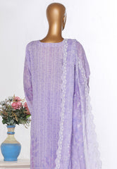 Bin Saeed Stitched 3 Piece Luxury White & White Emb Suit-NSM-2546 PURPLE