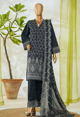 Bin Saeed Stitched 3 Piece Luxury White & White Emb Suit-NSM-2551 BLACK