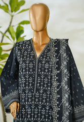 Bin Saeed Stitched 3 Piece Luxury White & White Emb Suit-NSM-2551 BLACK