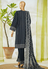 Bin Saeed Stitched 3 Piece Luxury White & White Emb Suit-NSM-2551 BLACK