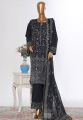 Bin Saeed Stitched 3 Piece Luxury White & White Emb Suit-NSM-2552 BLACK