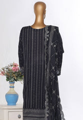 Bin Saeed Stitched 3 Piece Luxury White & White Emb Suit-NSM-2552 BLACK