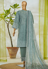 Bin Saeed Stitched 3 Piece Luxury White & White Emb Suit-NSM-2557 GREY