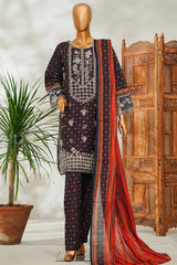 Bin Saeed Stitched 3 Piece Exclusive Emb Lawn Vol-02 Suit-NSM-2646 BLUE
