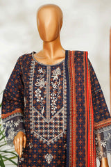 Bin Saeed Stitched 3 Piece Exclusive Emb Lawn Vol-02 Suit-NSM-2646 BLUE