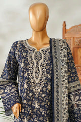 Bin Saeed Stitched 3 Piece Exclusive Emb Lawn Vol-02 Suit-NSM-2649 BLUE