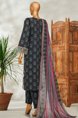 Bin Saeed Stitched 3 Piece Exclusive Emb Lawn Vol-02 Suit-NSM-2650 GREEN