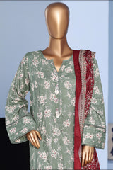 Bin Saeed Stitched 3 Piece Exclusive Emb Lawn Pintex Suit-NSM-2693 GREEN