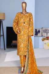 Bin Saeed Stitched 3 Piece Exclusive Emb Lawn Pintex Suit-NSM-2694 YELLOW