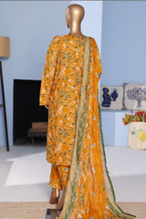 Bin Saeed Stitched 3 Piece Exclusive Emb Lawn Pintex Suit-NSM-2694 YELLOW