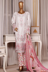 Bin Saeed Stitched 3 Piece Luxury Chikankari & Laserkari Suit-NSM-2776-WHITE