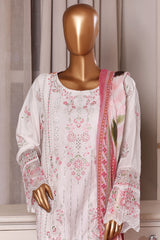 Bin Saeed Stitched 3 Piece Luxury Chikankari & Laserkari Suit-NSM-2776-WHITE