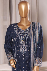 Bin Saeed Stitched 3 Piece Luxury Chikankari & Laserkari Suit-NSM-2777-BLUE