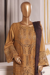 Bin Saeed Stitched 3 Piece Luxury Chikankari & Laserkari Suit-NSM-2780-MUSTARD