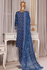 Bin Saeed Stitched 3 Piece Luxury Chikankari & Laserkari Suit-NSM-2781-BLUE
