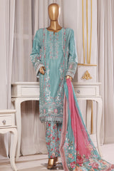 Bin Saeed Stitched 3 Piece Luxury Chikankari & Laserkari Suit-NSM-2783-S.BLUE