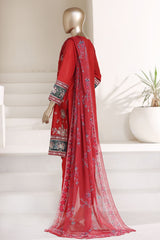 Bin Saeed Stitched 3 Piece Luxury Chikankari & Laserkari Suit-NSM-2785-RED