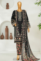 Bin Saeed Stitched 3 Piece Luxury Emb Lawn Vol-01 Suit-NSM-2787-BLACK