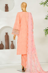 Bin Saeed Stitched 3 Piece Luxury Emb Lawn Vol-01 Suit-NSM-2791-PEACH