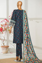 Bin Saeed Stitched 3 Piece Exclusive Emb Lawn Vol-02 Suit-NSM-2818-BLUE