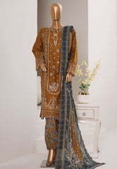 Bin Saeed Stitched 3 Piece Luxury Emb Plain Cotton With Emb Dupatta Vol-01 Suit-NSM-2584 MUSTARD