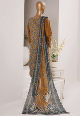 Bin Saeed Stitched 3 Piece Luxury Emb Plain Cotton With Emb Dupatta Vol-01 Suit-NSM-2584 MUSTARD