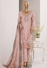 Bin Saeed Stitched 3 Piece Luxury Emb Plain Cotton With Emb Dupatta Vol-01 Suit-NSM-2590 PEACH