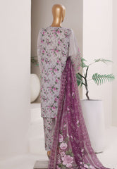 Bin Saeed Stitched 3 Piece Luxury Emb Plain Cotton With Emb Dupatta Vol-01 Suit-NSM-2591 GRAY