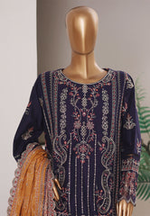 Bin Saeed Stitched 3 Piece Luxury Emb Plain Cotton With Emb Dupatta Vol-01 Suit-NSM-2592 BLUE