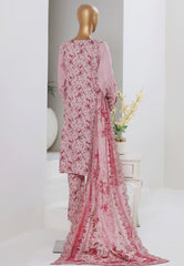 Bin Saeed Stitched 3 Piece Luxury Emb Plain Cotton With Emb Dupatta Vol-01 Suit-NSM-2593 PINK