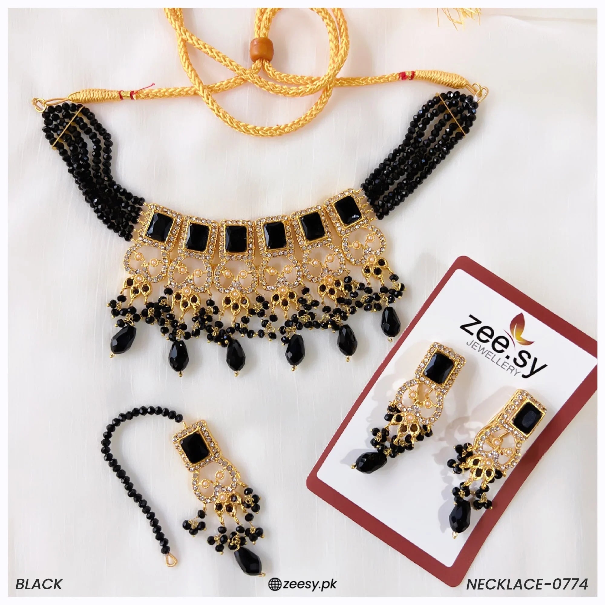 NECKLACE-0774 Black - Zeesy Jewellery
