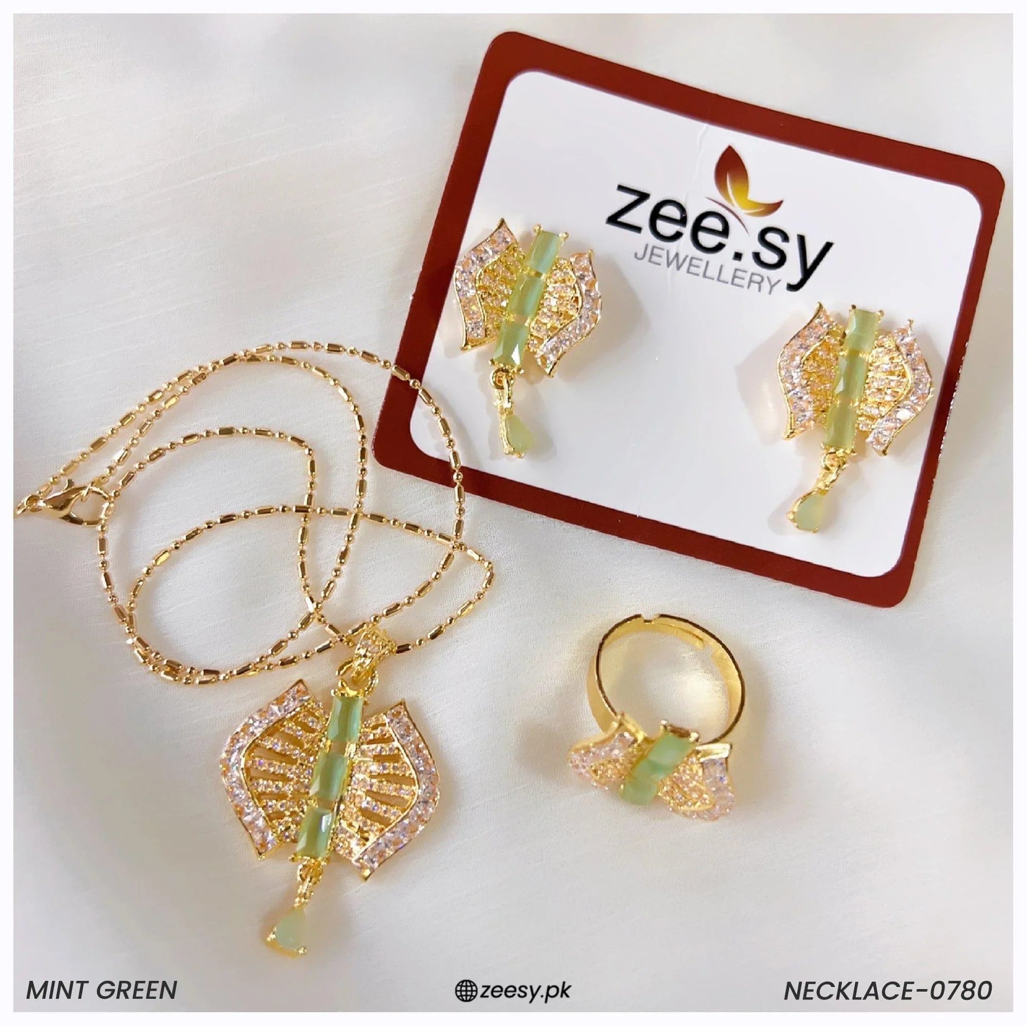 Necklace-0780 Mint Green - Zeesy Jewellery