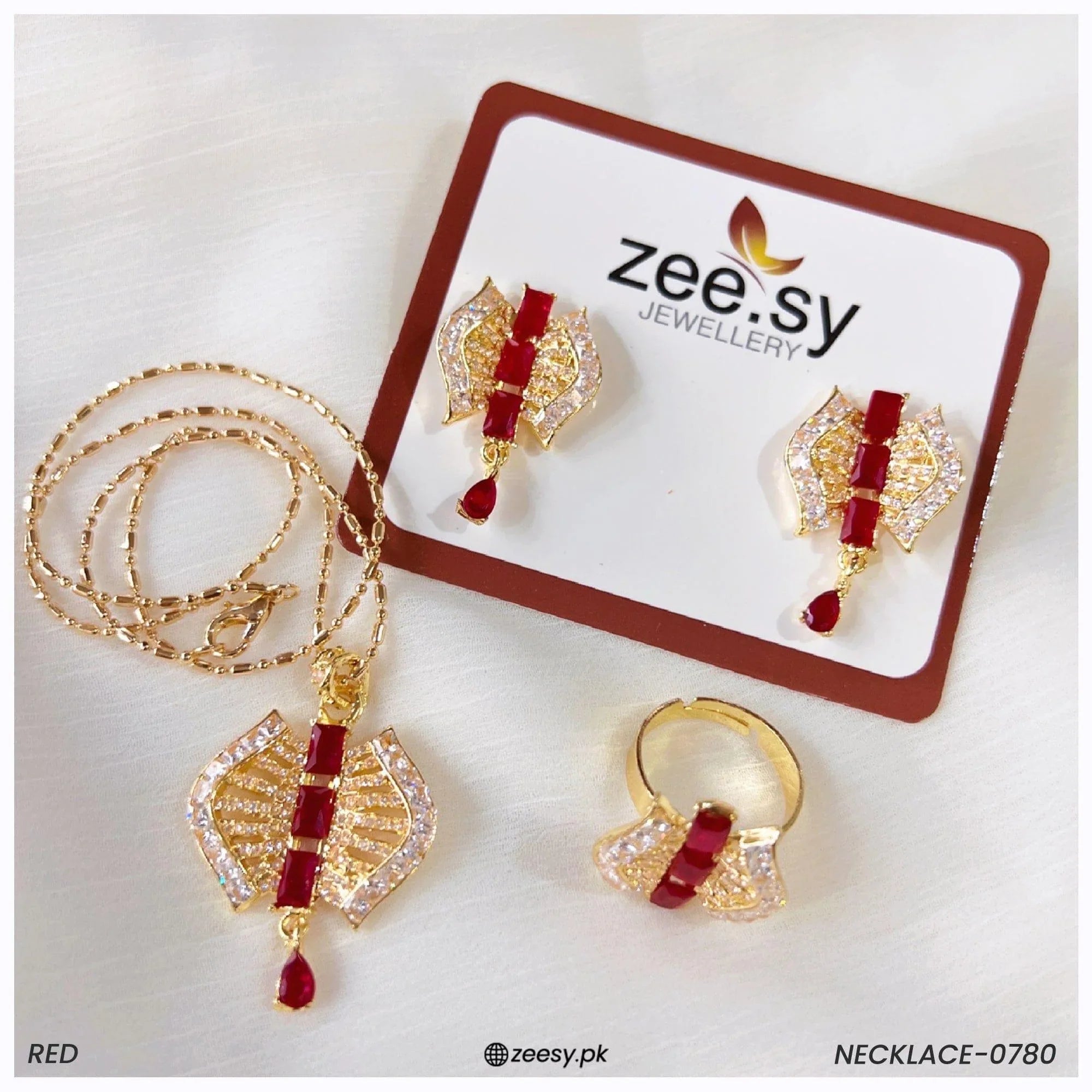 Necklace-0780 Red - Zeesy Jewellery