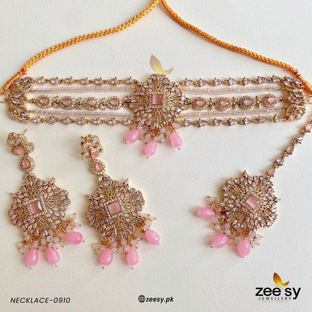 NECKLACE-0910 Pink - Zeesy Jewellery