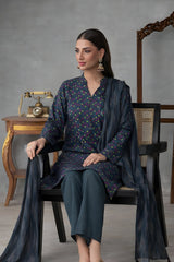 Ayla Studio Stitched 3 Piece Luxe Eid Jacquard Festive Lawn Suit-Neel Kamal