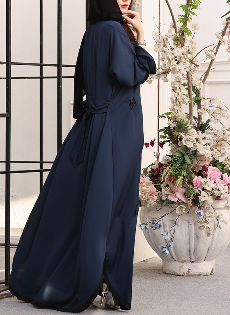 Hijab Ul Hareem Front Open Handwork Abaya Teal Cascade 0116-J-776