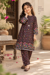 Aroob Stitched Co Ords Summer Suit-D-0273 BROWN