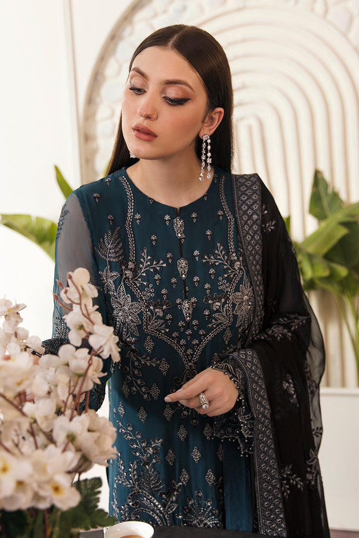 Flossie Unstitched 3 Piece Formals Executive Vol-05 Collection'2025-Spectral Blue (A)