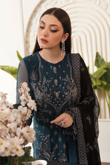 Flossie Unstitched 3 Piece Formals Executive Vol-05 Collection'2025-Spectral Blue (A)