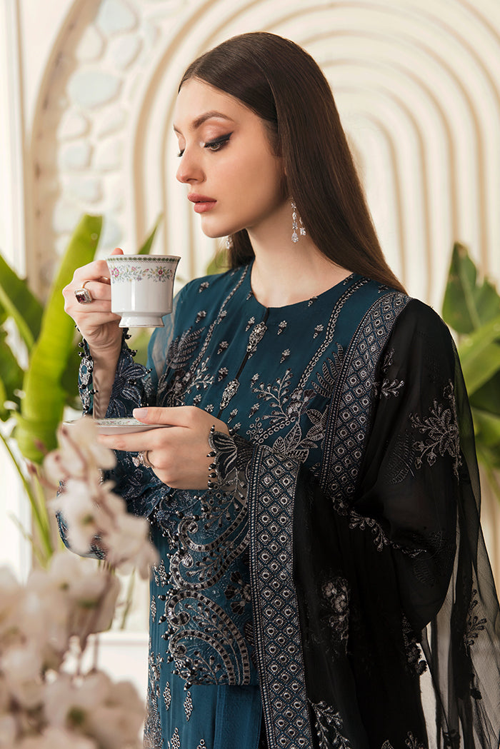 Flossie Unstitched 3 Piece Formals Executive Vol-05 Collection'2025-Spectral Blue (A)