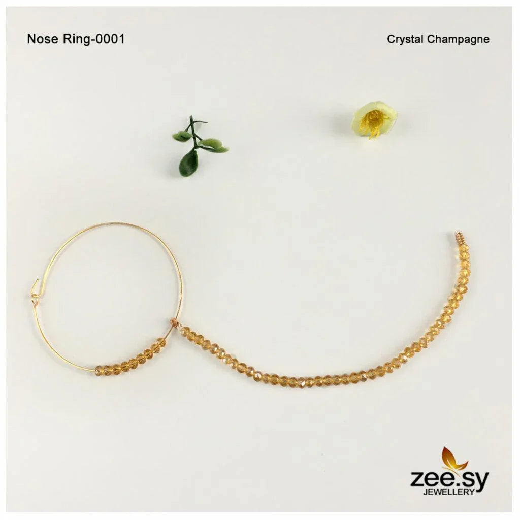 Wedding Nose Ring-0001 Crystal Champagne - Zeesy Jewellery