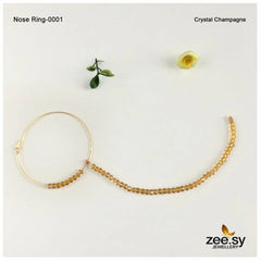 Wedding Nose Ring-0001 Crystal Champagne - Zeesy Jewellery