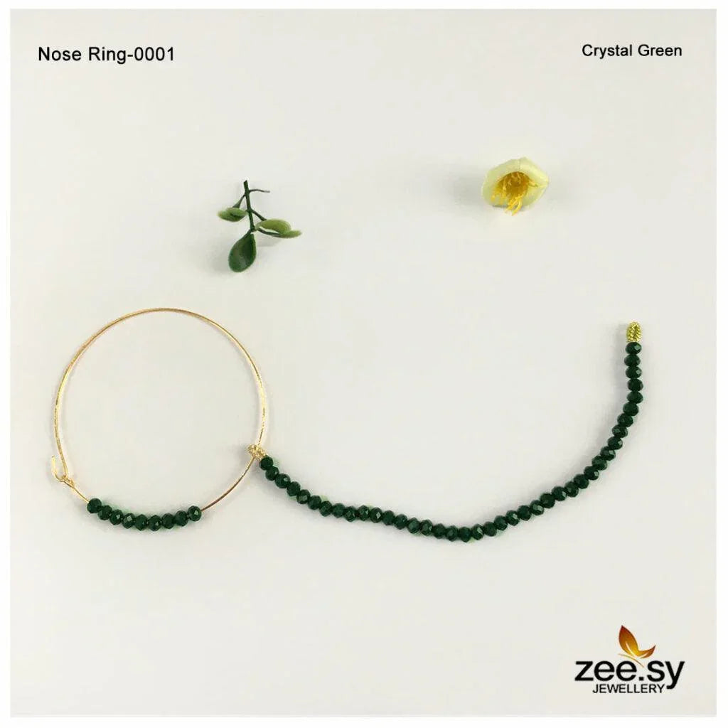 Wedding Nose Ring-0001 Crystal Green - Zeesy Jewellery