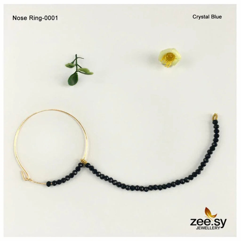Wedding Nose Ring-0001 Crystal Blue - Zeesy Jewellery