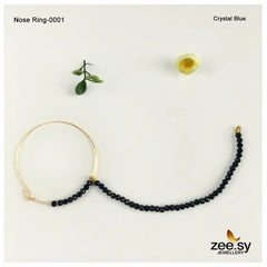 Wedding Nose Ring-0001 Crystal Blue - Zeesy Jewellery