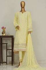 Bin Saeed Stitched 3 Piece Luxury Emb Chiffon Frock Vol-03 Collection-OMSC-1676-Yellow