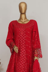 Bin Saeed Stitched 3 Piece Luxury Emb Chiffon Frock Vol-03 Collection-OMSC-1680-Red