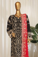 Bin Saeed Stitched 3 Piece Emb Chiffon Collection'2025-OMSC-1788-Black