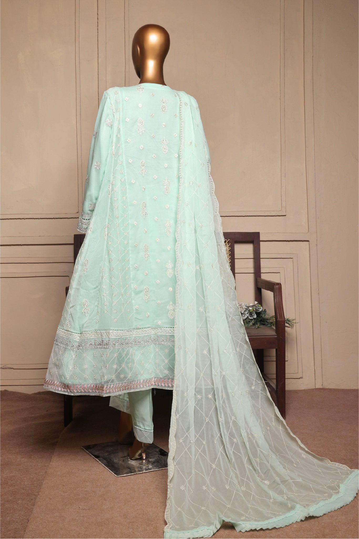 Bin Saeed Stitched 3 Piece Fancy Formals Collection'2025-OMSC-2292-Ferozi